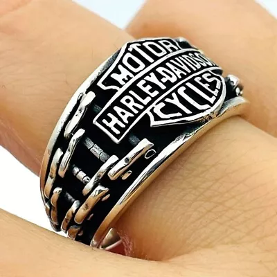 Mens Chain Model Harley Davidson 925 Sterling Silver Ring Handmade Jewelry • $45