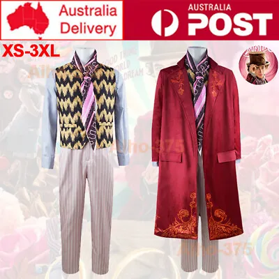 Adults Movie Wonka Costume Mens Willy Wonka Timothee Chalamet Cosplay Outfits • $99.79