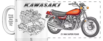 KAWASAKI 900cc Z1 FOUR CYLINDER MOTORCYCLE  HIGH DETAILED  IMAGE COFFEE MUG • $25