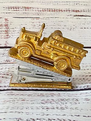 Vintage Brass Firetruck Firefighter Gold Tone 4” Fire Engine Stapler *heavy • $44.99