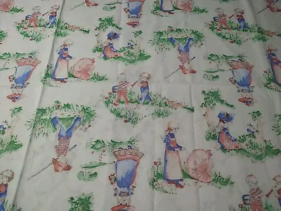 Vintage Children At Play Fabric Holly Hobbie Cottagecore Prairie 43”x 44” Wide • $19.99