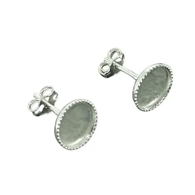 925 Sterling Silver STUD BLANK Earrings Milled Edge - 4mm 6mm 8mm - Findings • £49.99