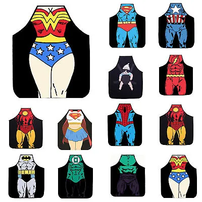 Funny Novelty Aprons For Men And Womens Gift Superheros Sexy Kitchen Cooking Bbq • £4.67