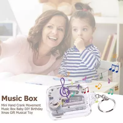 Kids Music Boxes Movement Keychain Handy Crank Musical Birthday Gift Toy • $7