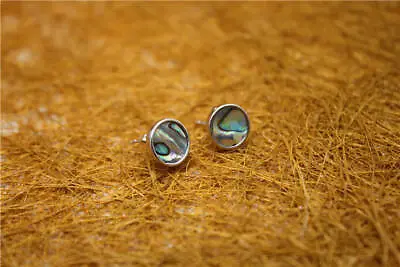 Fashion Round Women Earrings Abalone Shell Stud Simplicity Decoration Gift • £4.07