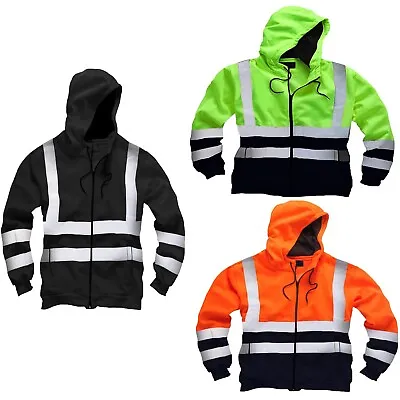 £20.99 • Buy Hi Vis Viz High Visibility Fleece Jacket Workwear Hoodie Safety Zip Up Work Coat