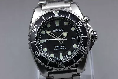 [Near MINT-] SEIKO Kinetic Scuba SBCZ011 5M62-0BL0 Black Men's Watch From JAPAN • £231.52