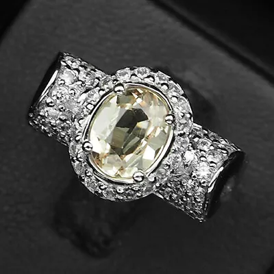 Morganite Champagne Oval 1.80 Ct. Sapp 925 Sterling Silver Ring Size 5.25 Gift • $15.04