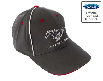 Ford Mustang Running Horse Pony Logo Grey Red & White Adjustable Hat Cap • $26.59