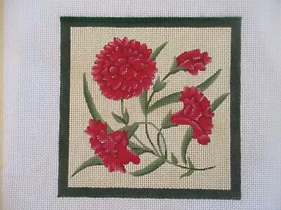 $30 • Buy Melissa Shirley Red Carnations 188-2F Hand Painted Needlework Canvas 
