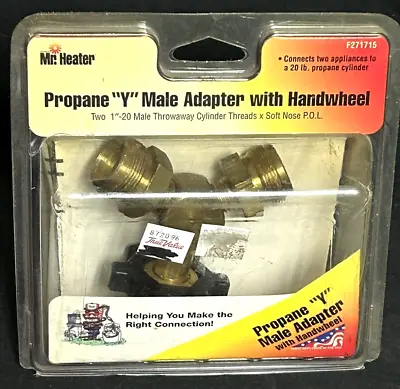 Mr. Heater Solid Brass Propane Y Male Adapter With Handwheel F271715 Nos New Old • $15