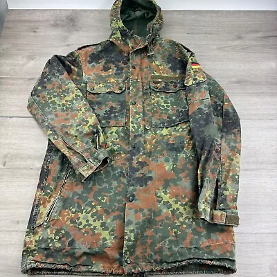 Vintage German Army Parka 90s Original Military Jacket Combat Flecktarn Camo • $68