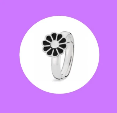 £8 • Buy 925 Sterling Silver Spinning Ring Black Flower RRP£50 Genuine 