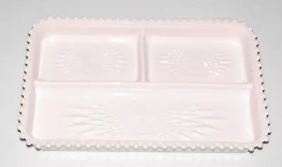 Vintage Jeannette Pink Milk Glass Divided Vanity Tray/dish • $59