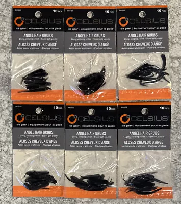 6 Packs Celsius Angel Hair Grubs Black Ice Fishing Crappie Bream Trout • $12.99