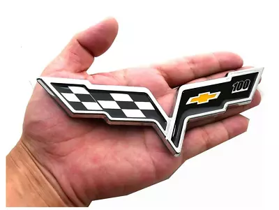 For Chevy C6 Corvette Car Rear Badge Boot Emblem Crossed Flags Black 2005-2013 • $41.99