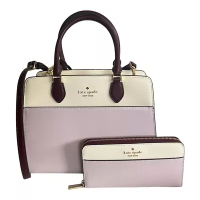 Kate Spade Madison Colorblock Leather Medium Satchel Lilac Moonlight Bag &Wallet • $391.51