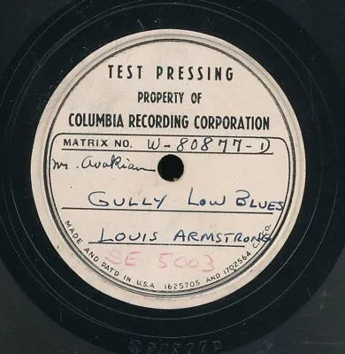 $100 • Buy 78tk-Jazz-COLUMBIA TEST-OKEH 8474-Louis Armstrong-(Gully Low Blues) -MTX-W80877D
