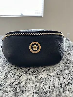 Authentic Versace La Medusa Black Calf Leather Belt Bag • $450