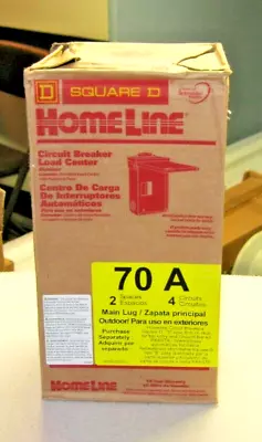 Homeline 70 Amp 2 Space 4 Circuit Outdoor Main Lug Load Center HOM24L70RBCP 0712 • $29.99