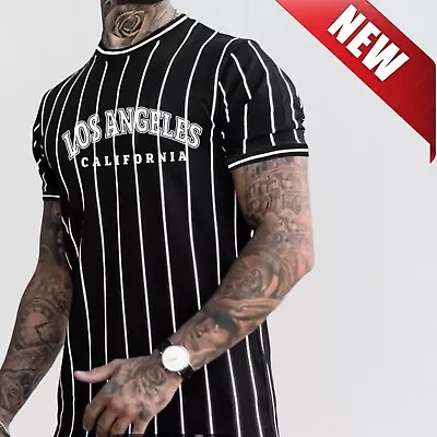 New Mens Pinstripe Los Angeles T-Shirt (XL) • £9.99