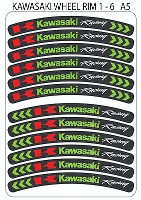 KAWASAKI RACING Wheel Rim Stickers Decals Graphics Emblems Motorcycle • £7.49