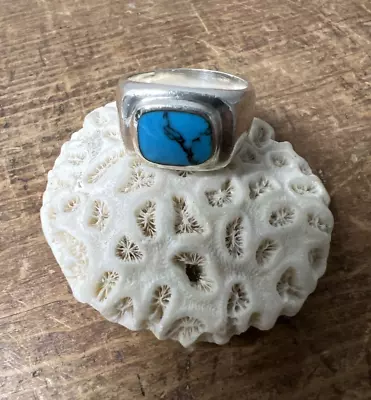 Vintage 925 Sterling Silver Morenci Turquoise Men’s Ring Size 9.75 • $79.99