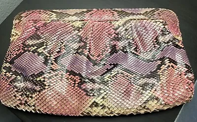 Vintage MORRIS MOSKOWITZ 1980’s Pink Purple Python Snakeskin Clutch Shoulder Bag • $64.99