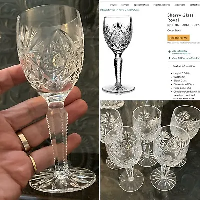 👀RARE QUALITY 1 Edinburgh Crystal  ROYAL SHERRY Glass HOBSTAR 5 3/8” • £15