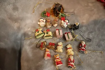 VTG Wooden Christmas Tree Miniature Ornaments Handcrafted Lot Of 20 Shoe Mouse • $7.99