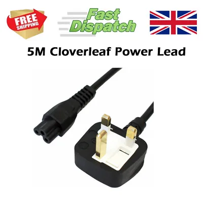 Mains C5 IEC Clover Leaf Power Cord Lead Cable For Laptop Adapter Charger 5M • £8.99