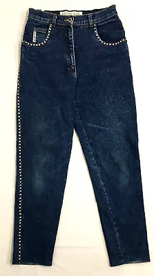 Vintage 90s Retro High Waist Studded Denim Cowboy Jeans Size 10 W 28  L 27  • £17.49