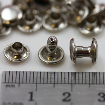 £2.29 • Buy Double Cap Antique Brass Gun Metal Silver Rivets  Leather Craft Stud Repair