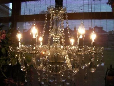 Gorgeous ~ Large Elegant 6 Light French Style Chic Glass & Crystal Chandelier • £275