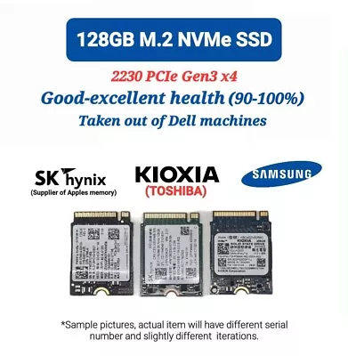 128GB M.2 2230 NVMe SSD Solid State Drive Samsung  Kioxia SK Hynix • £6.99