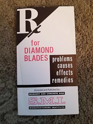 Vintage Rx For Diamond Blades Masonry & Concrete Saw Manufacturers Inst Brochure • $15.95