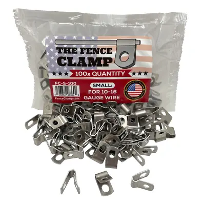 100x The Fence Clamp USA - THICKEST Metal Wire Screw Clips 10 12 14 Gauge SMALL • $19.95