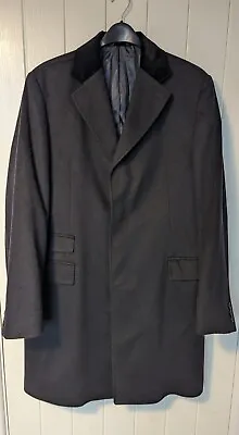 £79.99 • Buy Cashmere Blue Covert Overcoat UK Large 42R Velvet Collar Duffer Made In Italy