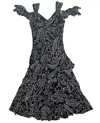 Y2K Vintage Fishtail Dress Womens 16 Embroidered Sequin Floral Draped • $89.99