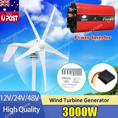 3000W Wind Turbine Generator 5 Blades W/ Controller 12V 24V 48V Power Inverter • $70.99