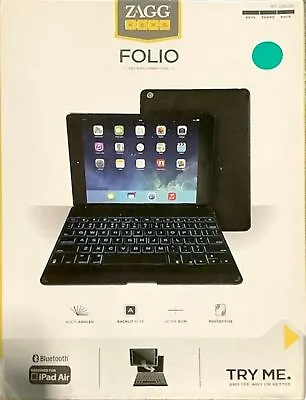$29.95 • Buy ZAGG Folio Backlit Tablet Bluetooth Keyboard Case BLACK For IPad Air ZaggKeys 