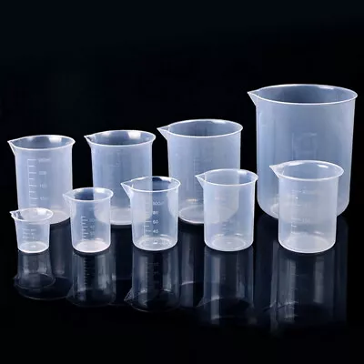 25ml-1000ml Clear Plastic Graduated Measuring Cup Jug Beaker Kitchen Lab Tool • £3.99