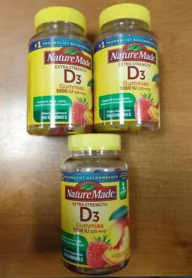 3 Bottles Of 150 Ct: Nature Made Extra Strength Vitamin D3 5000IU Exp. 4/30/24 • $14.99