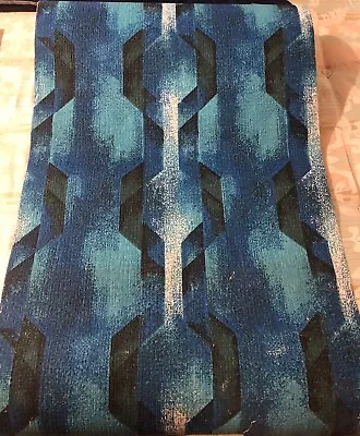 £12.60 • Buy C42.  X1 Roll Vintage 60’s Textured Geo Themed Blue Wallpaper