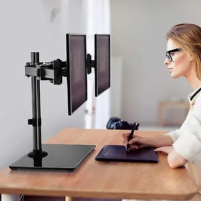 $34.75 • Buy HUANUO Double Dual Arm Monitor Desk Mount Standing Fit 13  - 27  Computer Screen