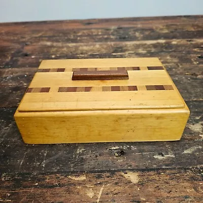 Marquetry Box Inlaid Wood Mid Century Modern 9  L X 6  W X 3  H Vintage • $24