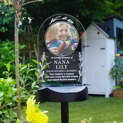 Personalised Memorial Photo Upload Outdoor Solar Light I Memorial I Ground Stick • £27.99