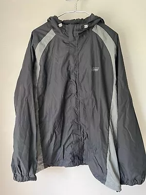 Coleman Mens Xl Black Rain Coat Lightweight Hooded Windbreaker Jacket • $24.99