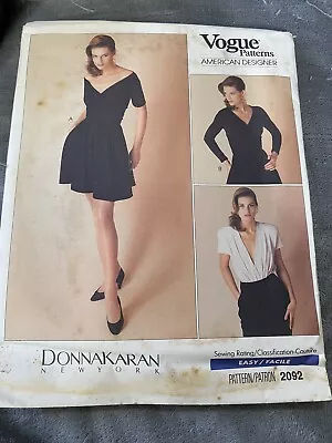 Vintage Vogue  American Designer  Pattern #2092 By Donna Karan Size 14 • $12.50