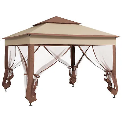 Outsunny Garden Folding Tent Heavy Duty Pop Up Gazebo For Party Khaki • £115.99